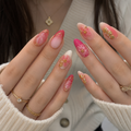 MARBELLA – Pink Marble Gold Foil Press On Nails